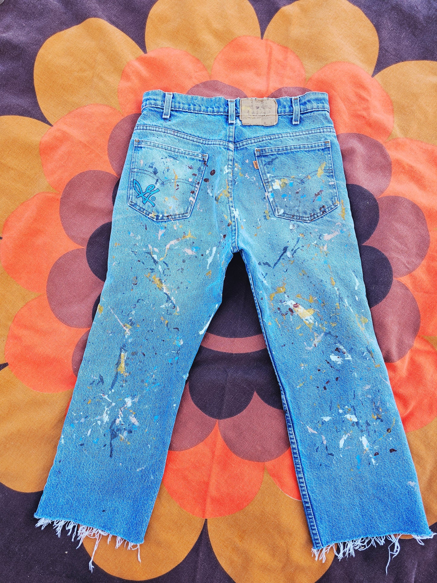 90s Levis Orange Tab Paint Spattered (S)