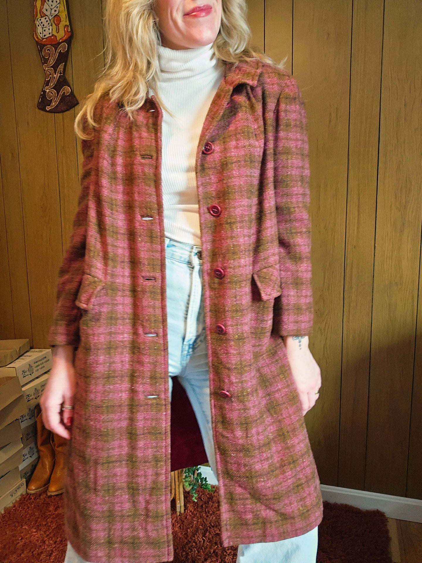 Wool Plaid Pendleton Coat (L)