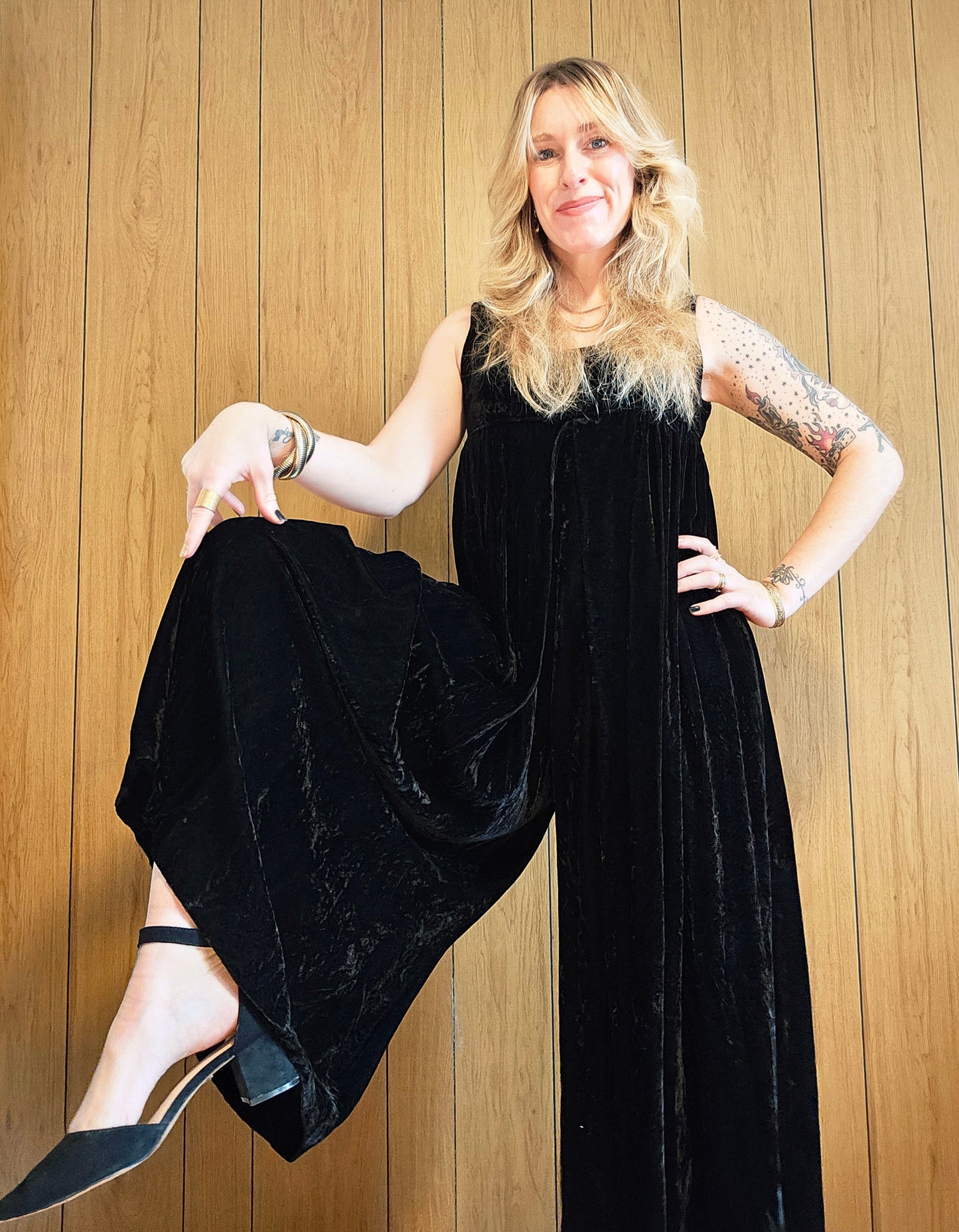 60s Jane Martin Velvet Pantalones Jumpsuit (XS/S)