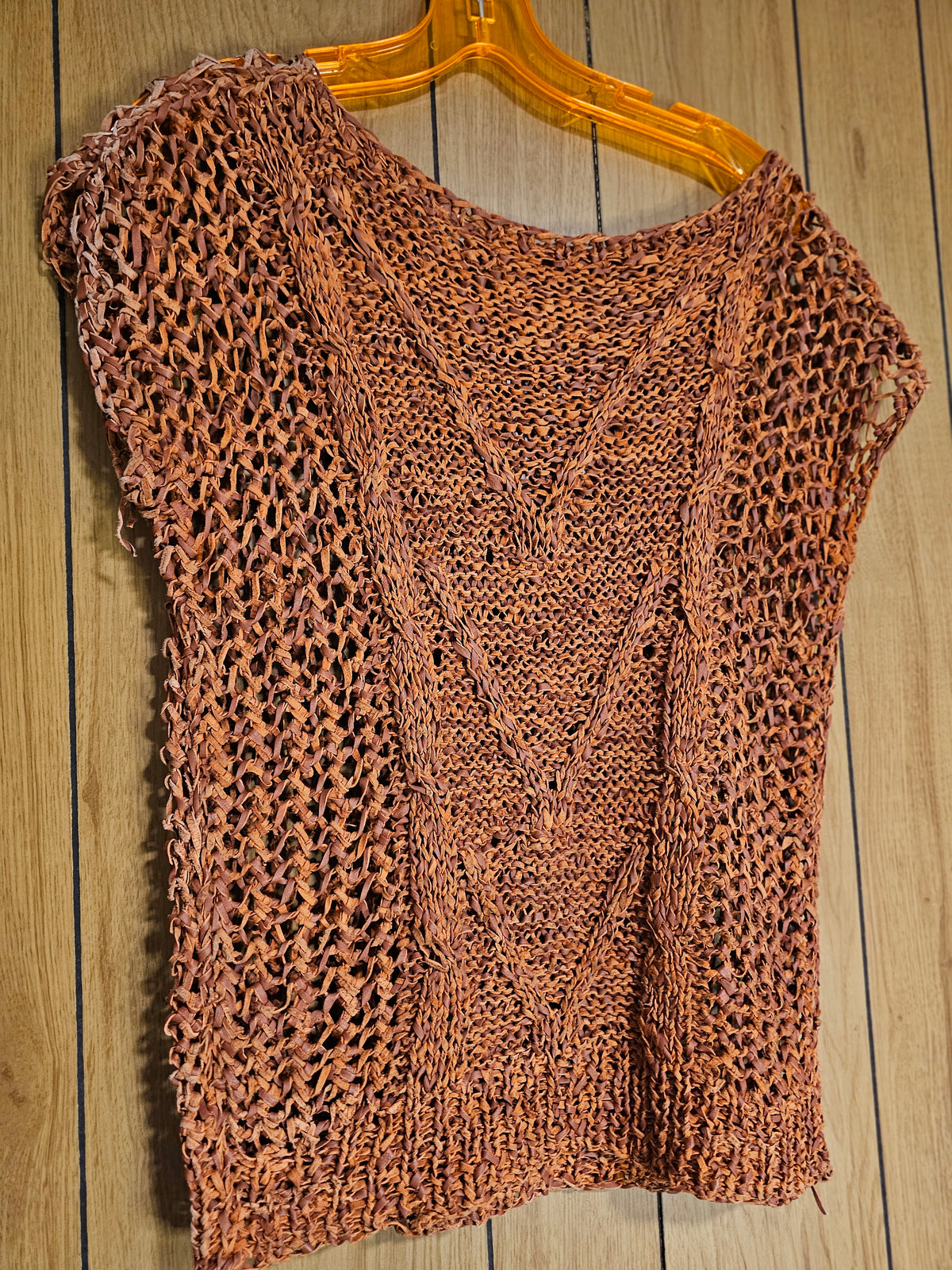 60s Suede Leather Knit Top (M)