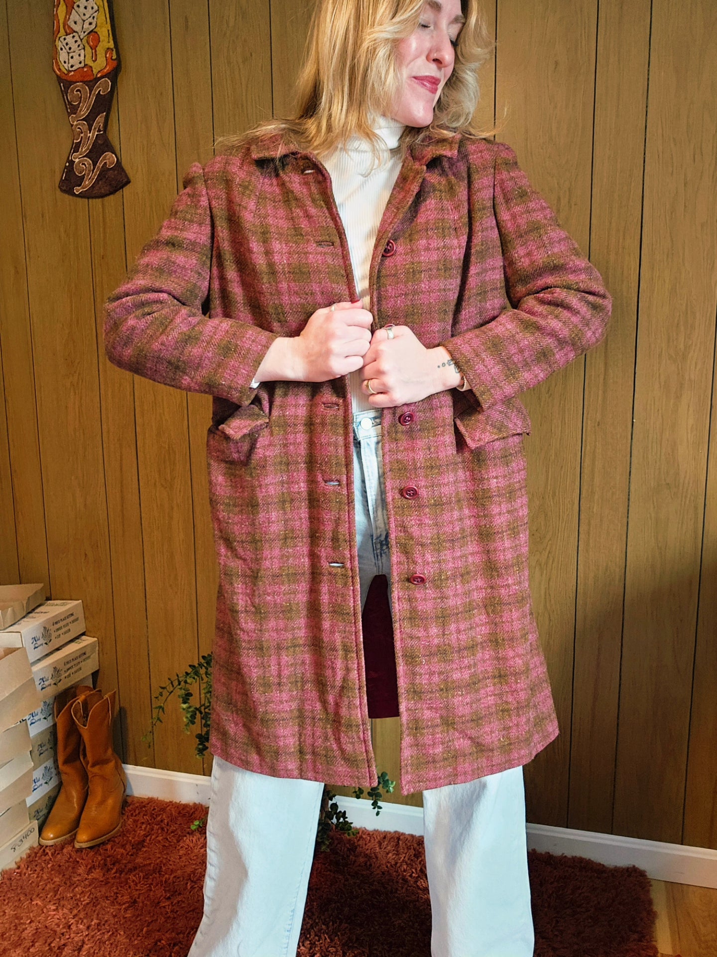 Wool Plaid Pendleton Coat (L)