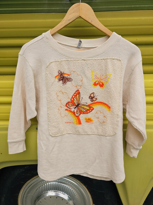 Vintage Reworked Thermal & Terry Washcloth (S/M)