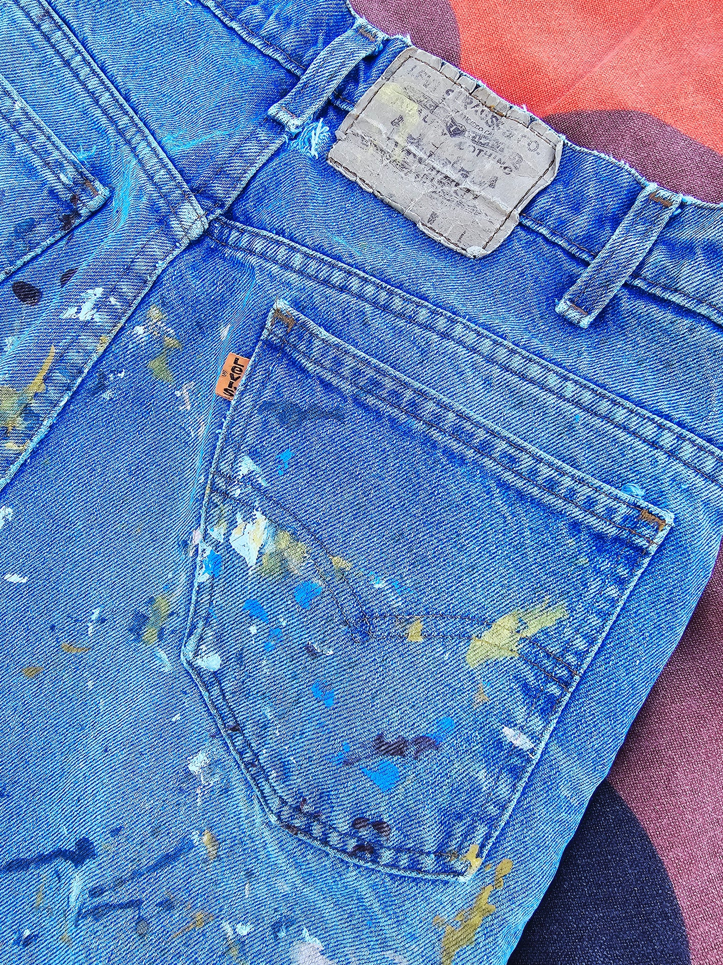 90s Levis Orange Tab Paint Spattered (S)