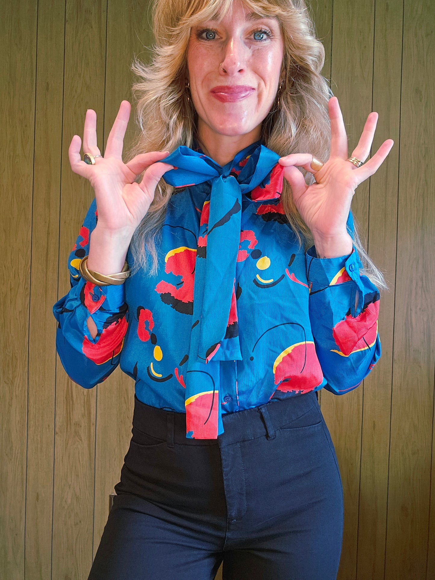 80s Chicti Tie Neck Blouse (M/L)