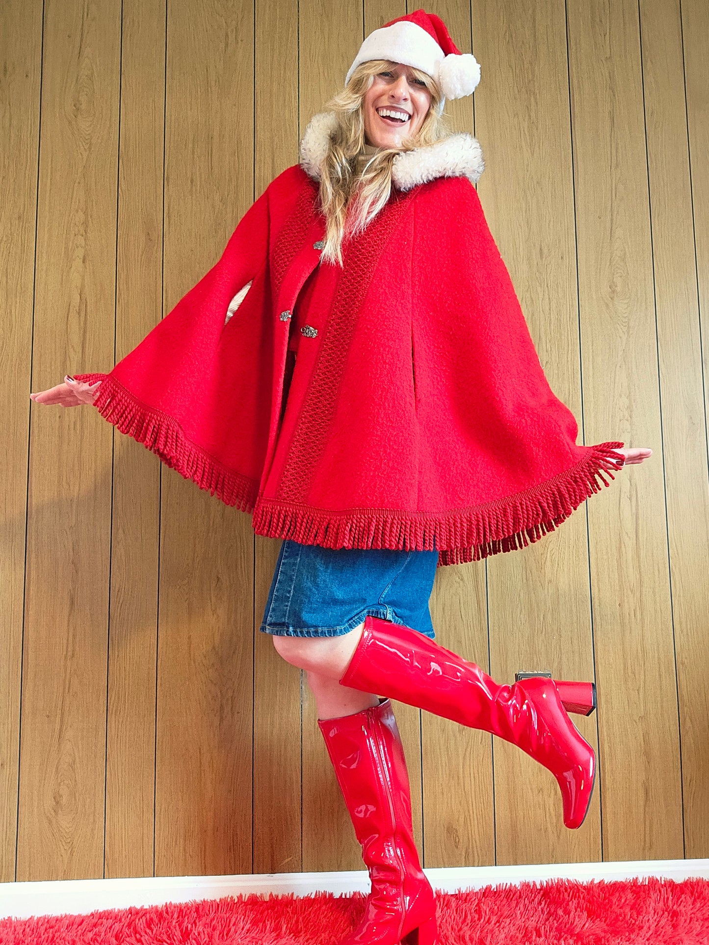 70s Nordic Fjord Fashion Hooded Cape Cloak (OS)