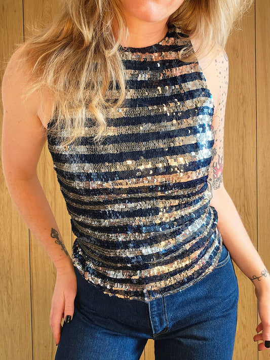 80s Modi Sequin Sleeveless Top (S/M)