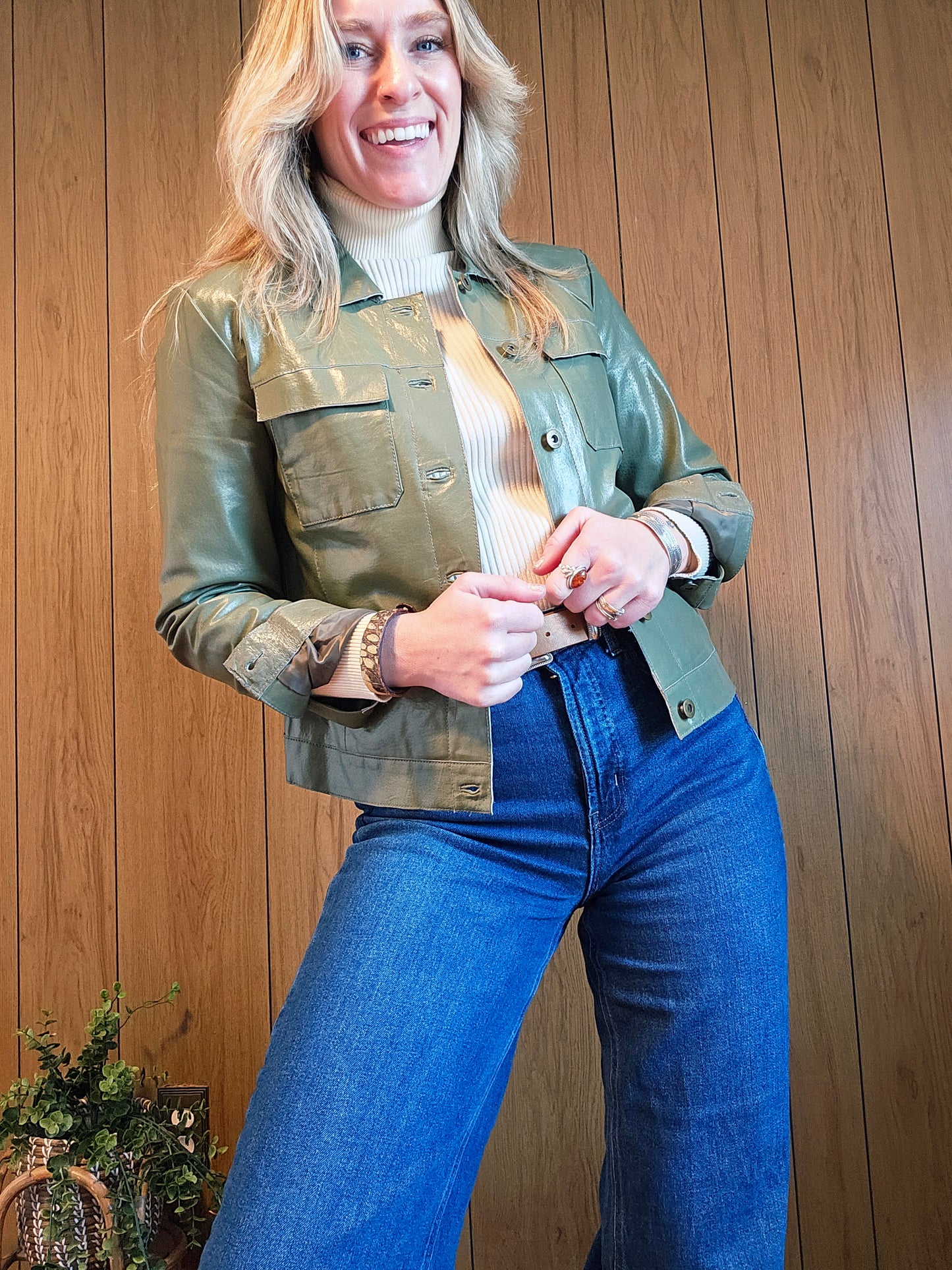 90s/Y2K Newport News Vegan Leather Jacket (M)