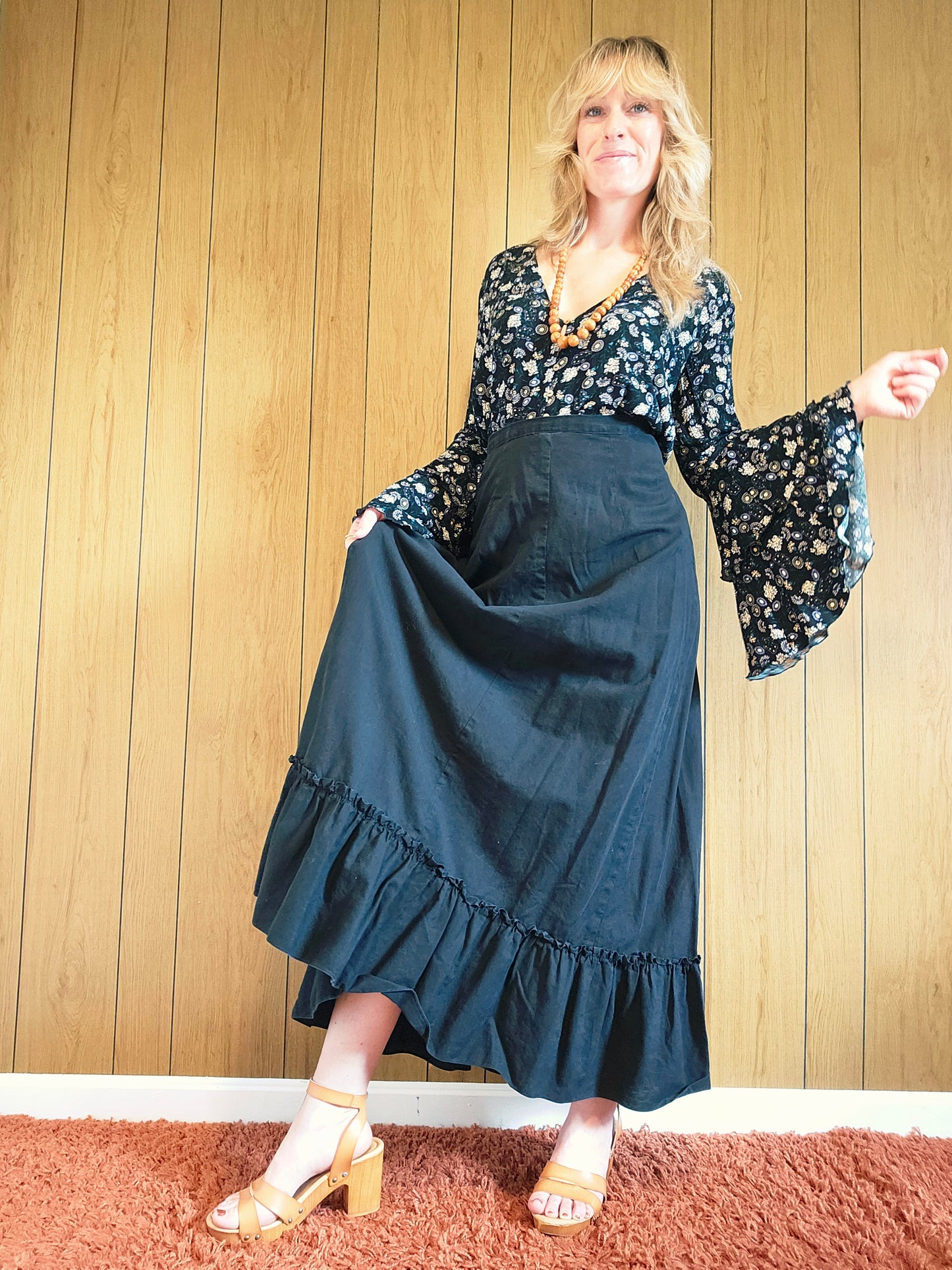 60s Maxi Ruffle Skirt (XS/S)