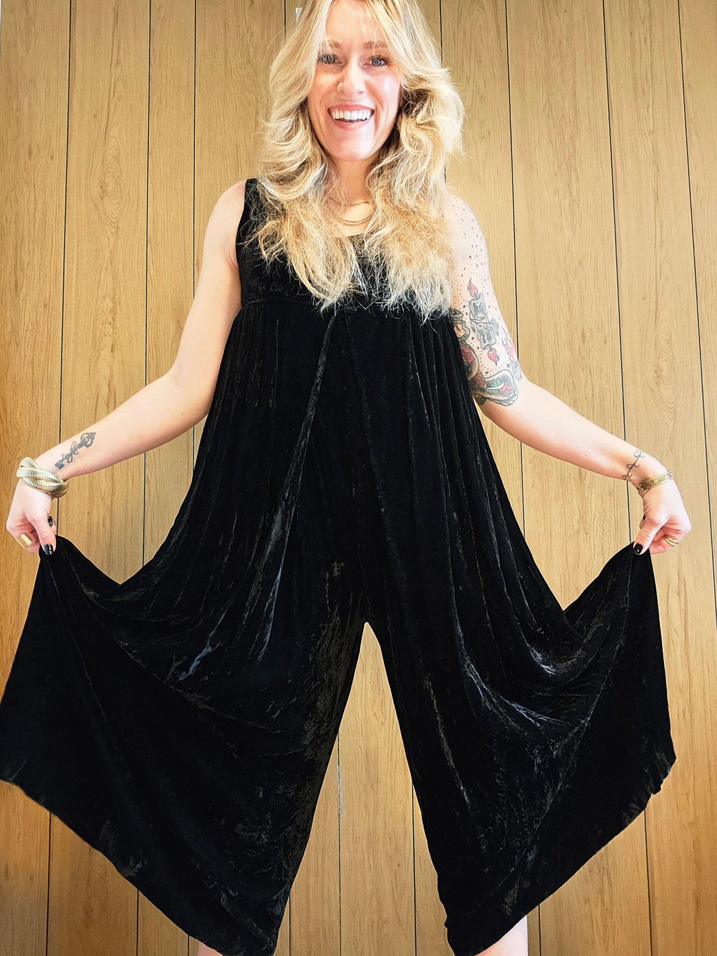 60s Jane Martin Velvet Pantalones Jumpsuit (XS/S)