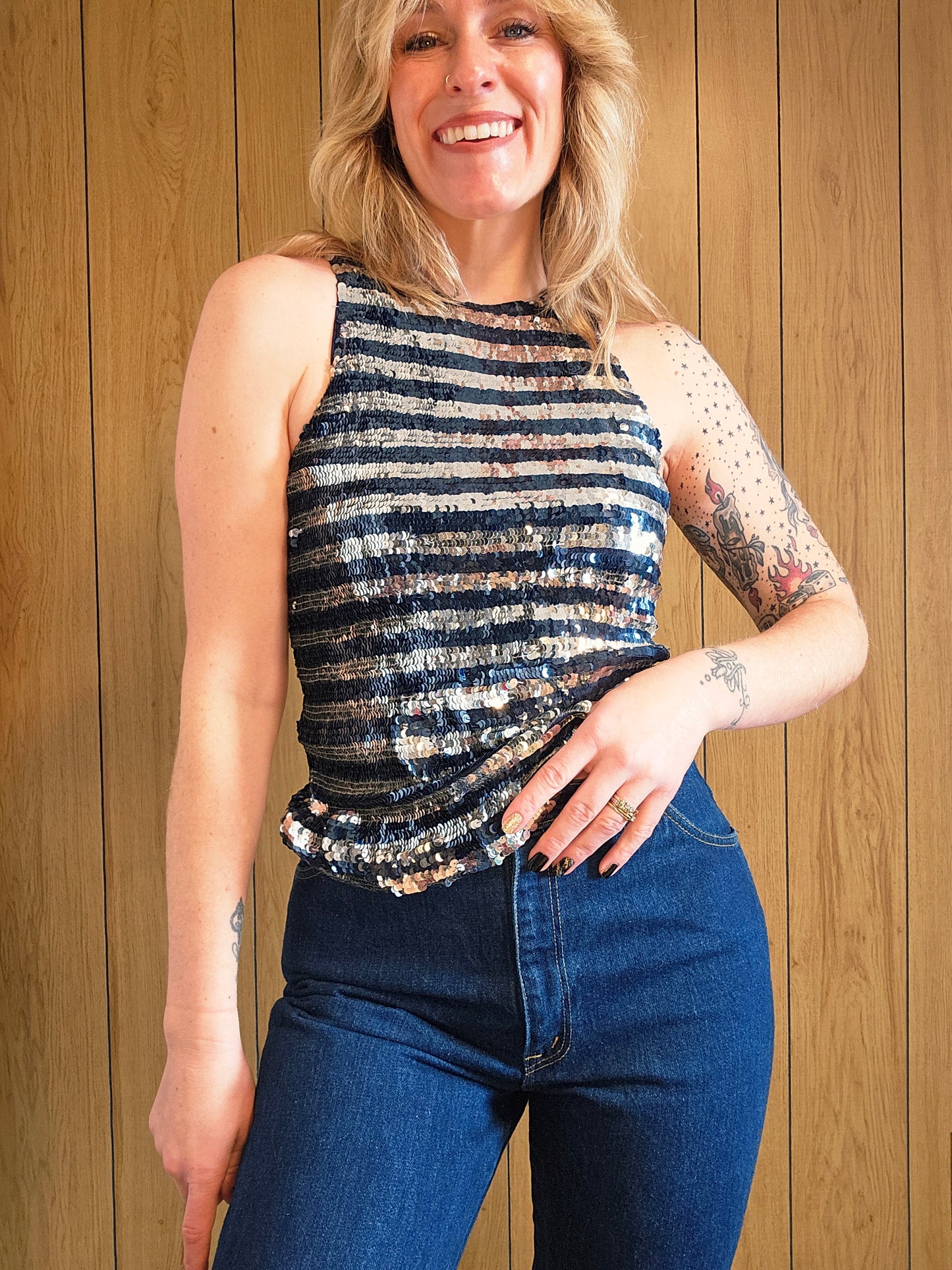 80s Modi Sequin Sleeveless Top (S/M)