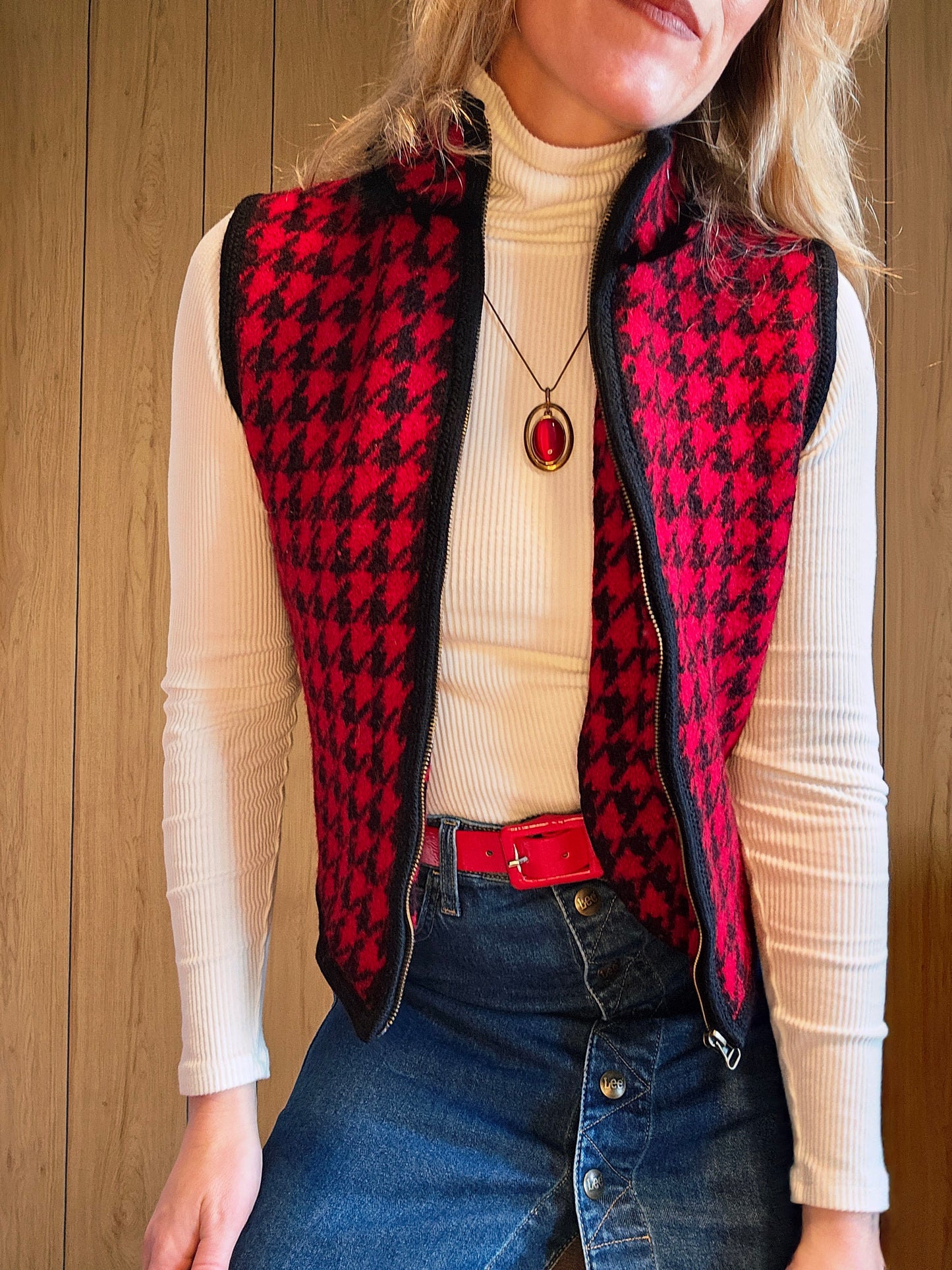 Vintage Houndstooth Vest (S)
