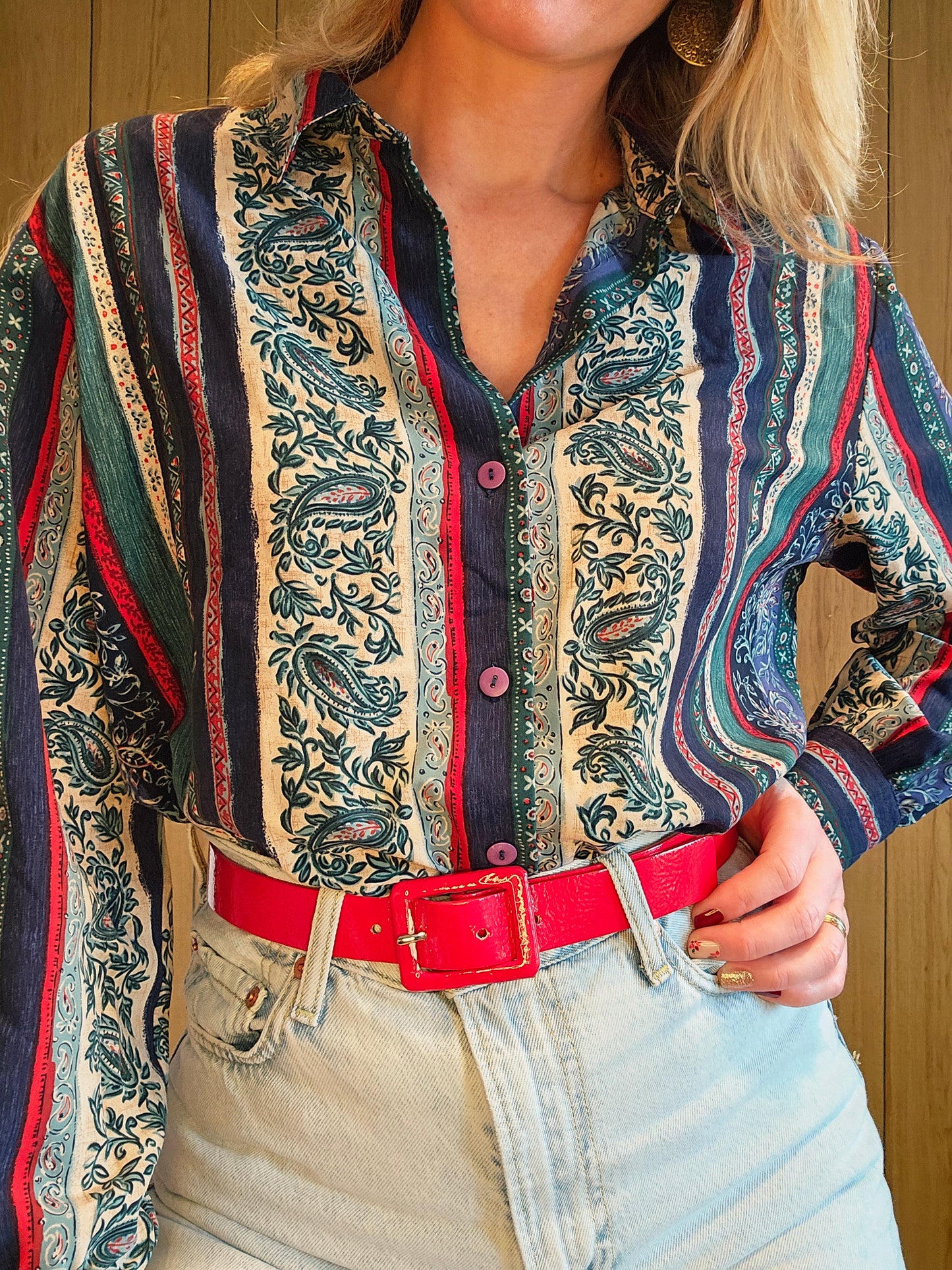 80s/90s TanJay Paisley Blouse (L)