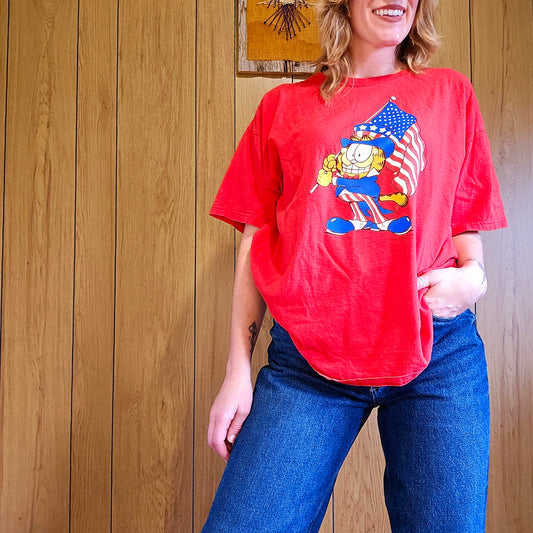 90s Patriotic Garfield Tee (XL)