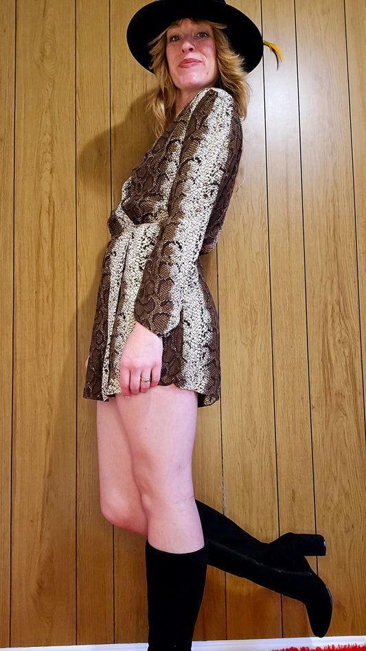 60s/70s Parker Snake Skin Dress (S/M)
