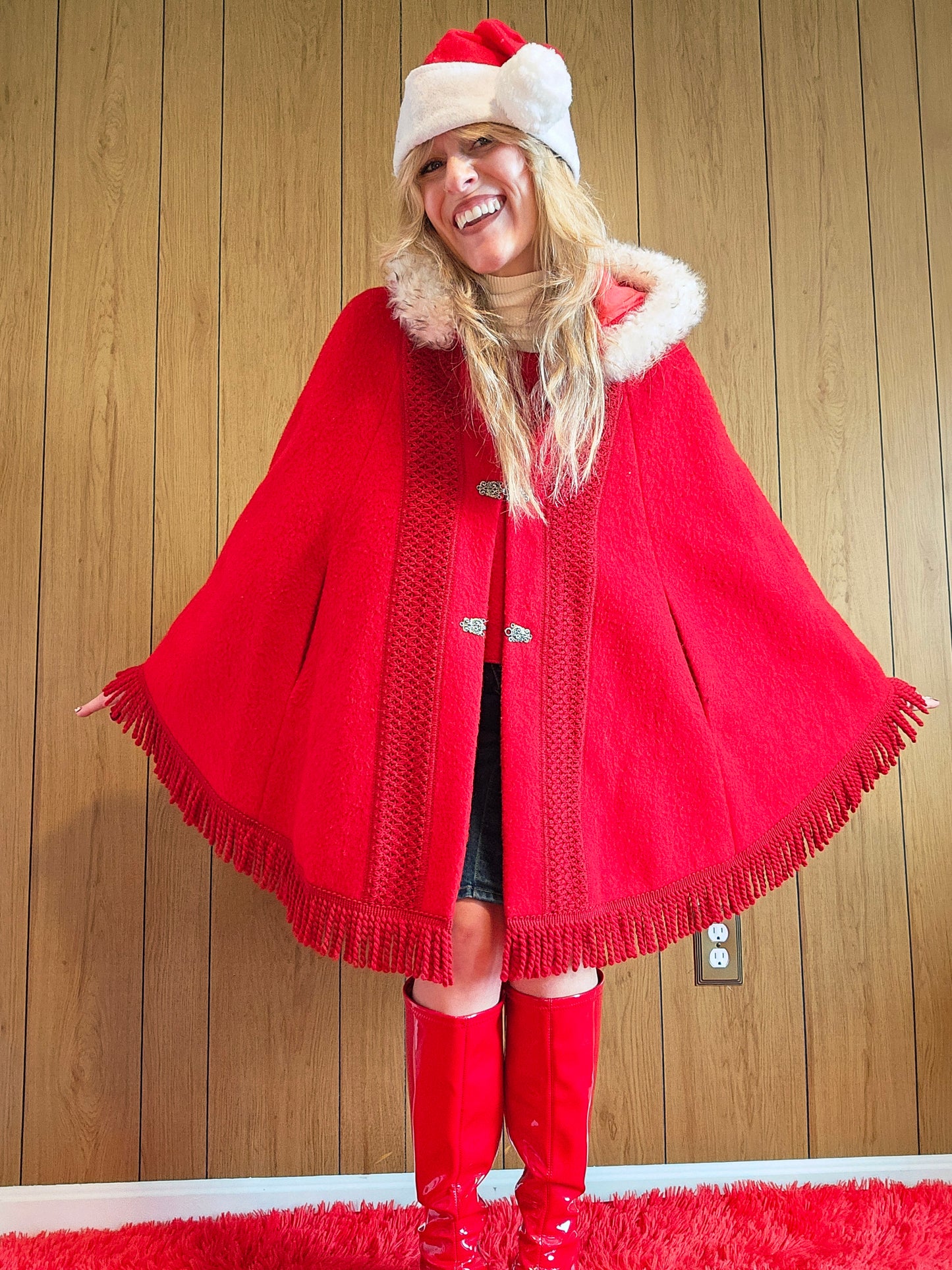 70s Nordic Fjord Fashion Hooded Cape Cloak (OS)
