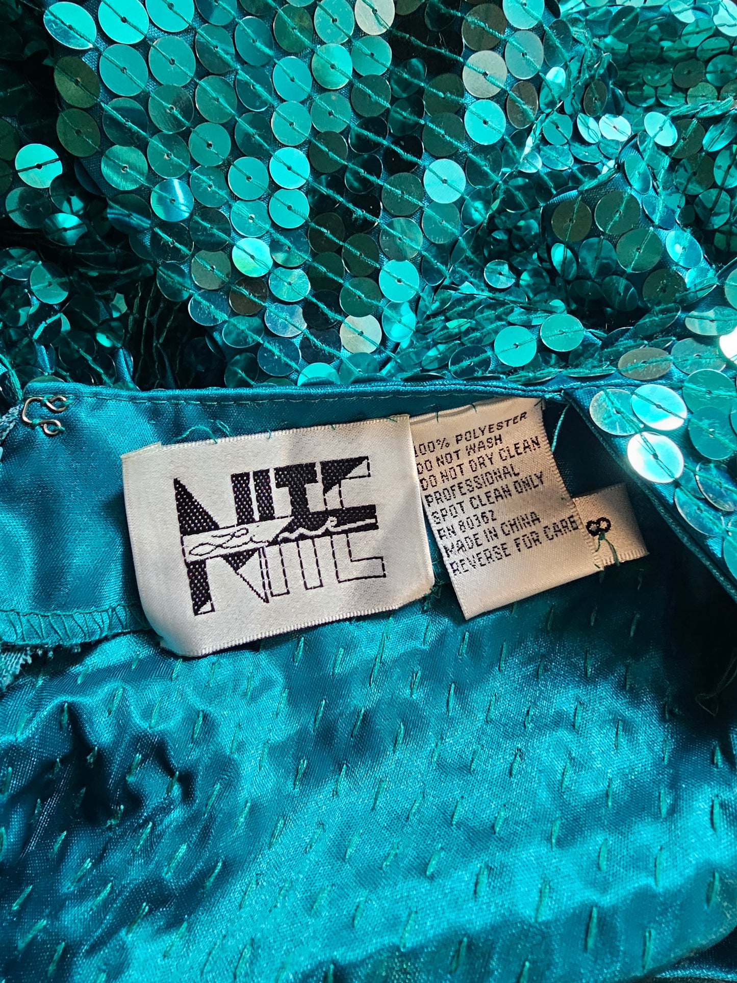 80s NiteLine Della Roufogali Sequin Cut Out Dress (M)