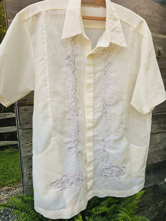 70s Guayabera Style Shirt (M/L)