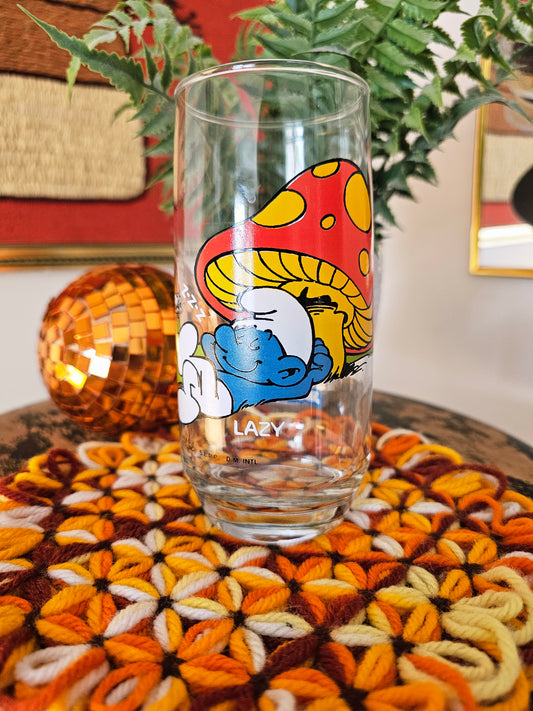 1982 Lazy Smurf Glass