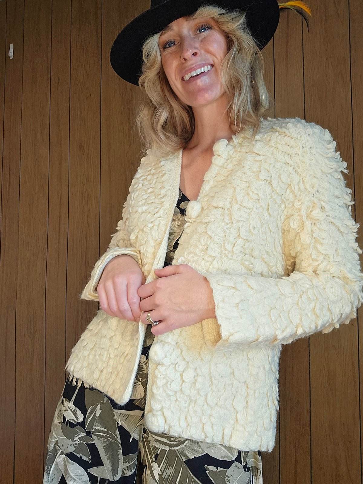 60s/70s Wool Knit Cardigan Sweater (L)