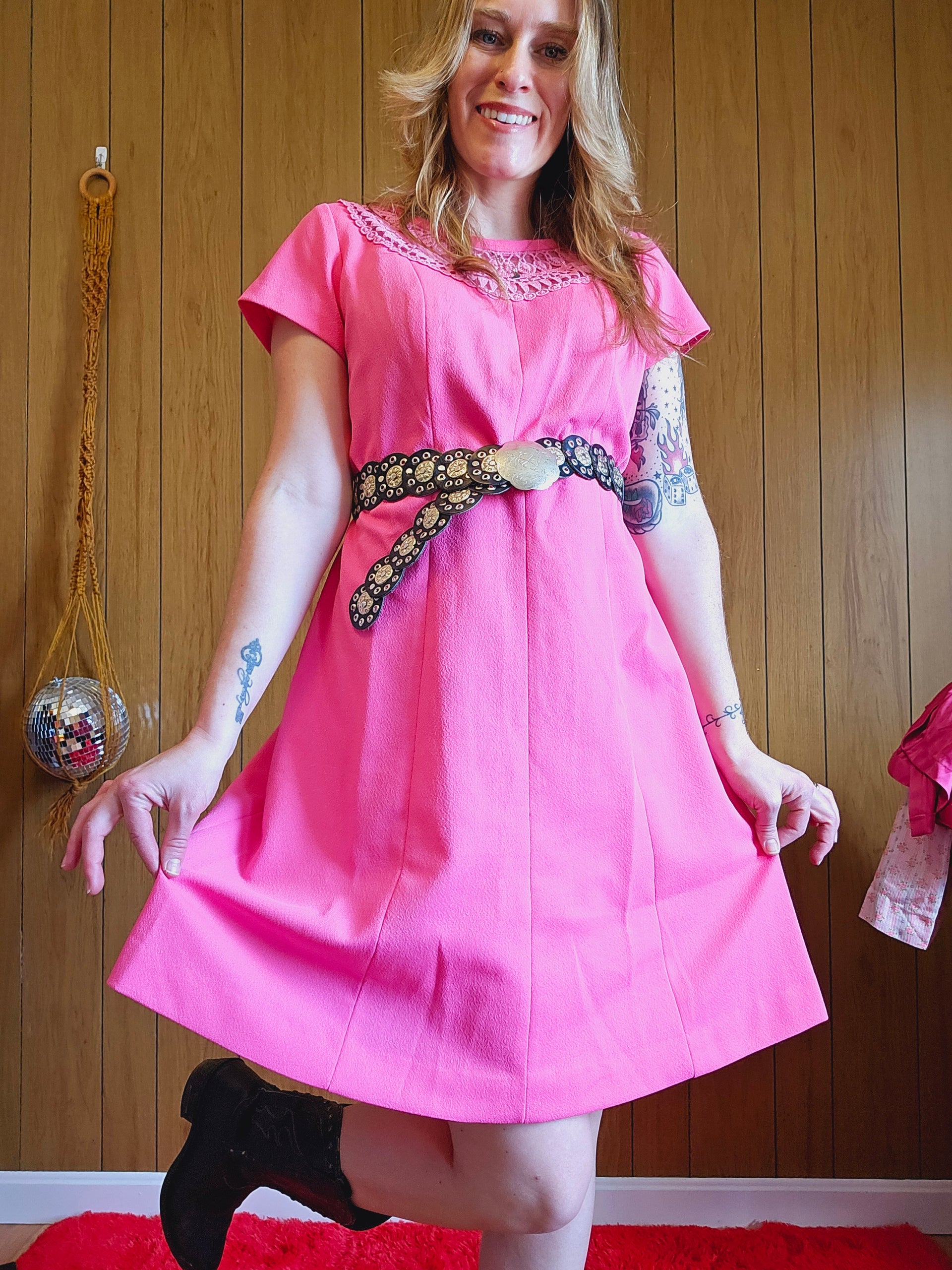 pink 60s dress 60s Pink Dress (L) – Vice Of The Vintage Variety