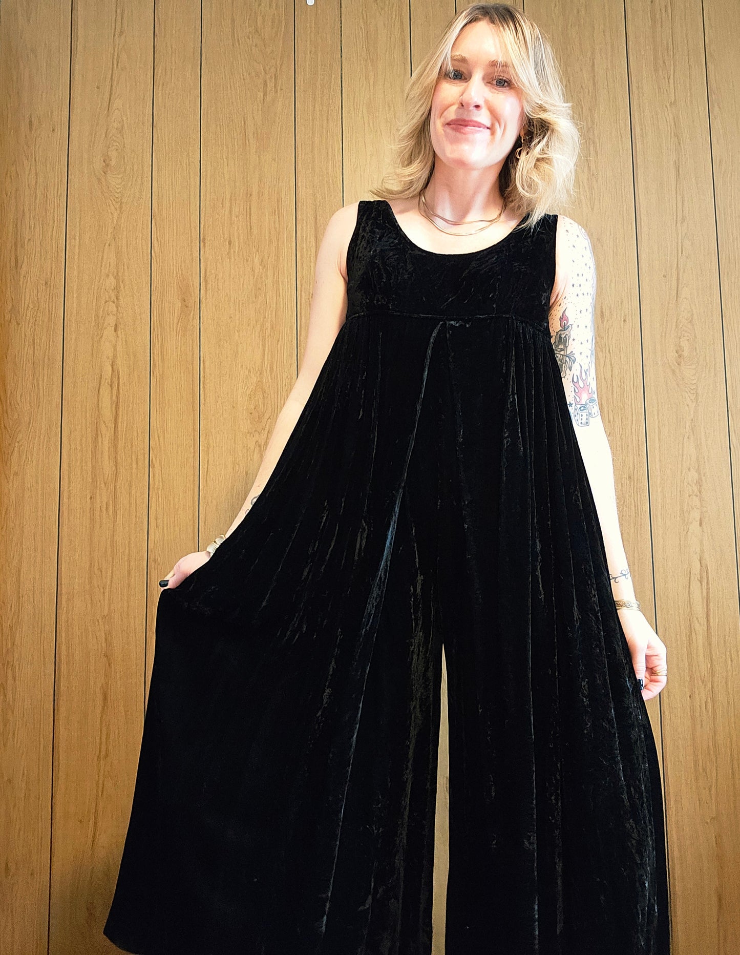 60s Jane Martin Velvet Pantalones Jumpsuit (XS/S)