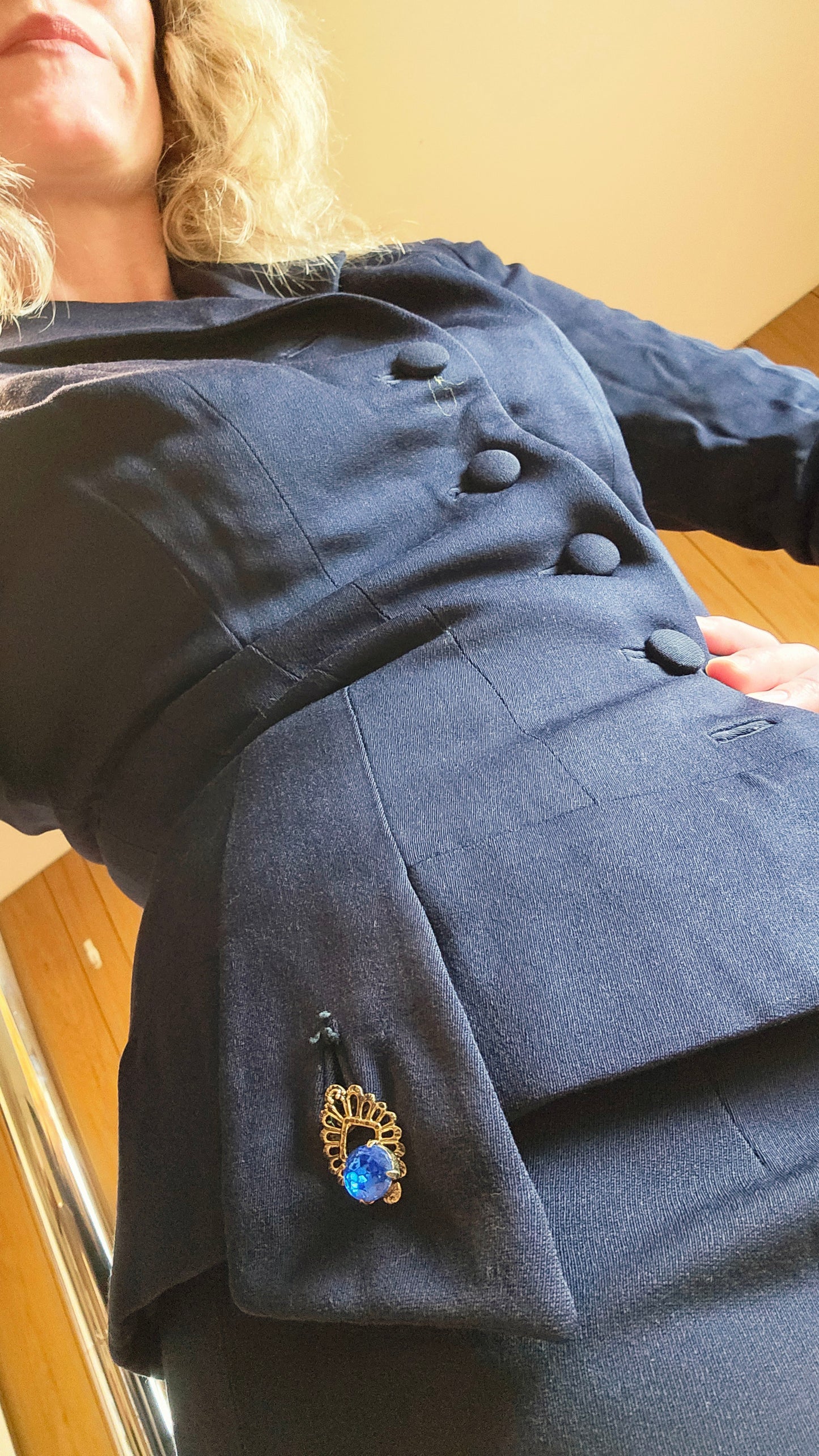 1950s Navy Blue Skirt Suit (XS/S)