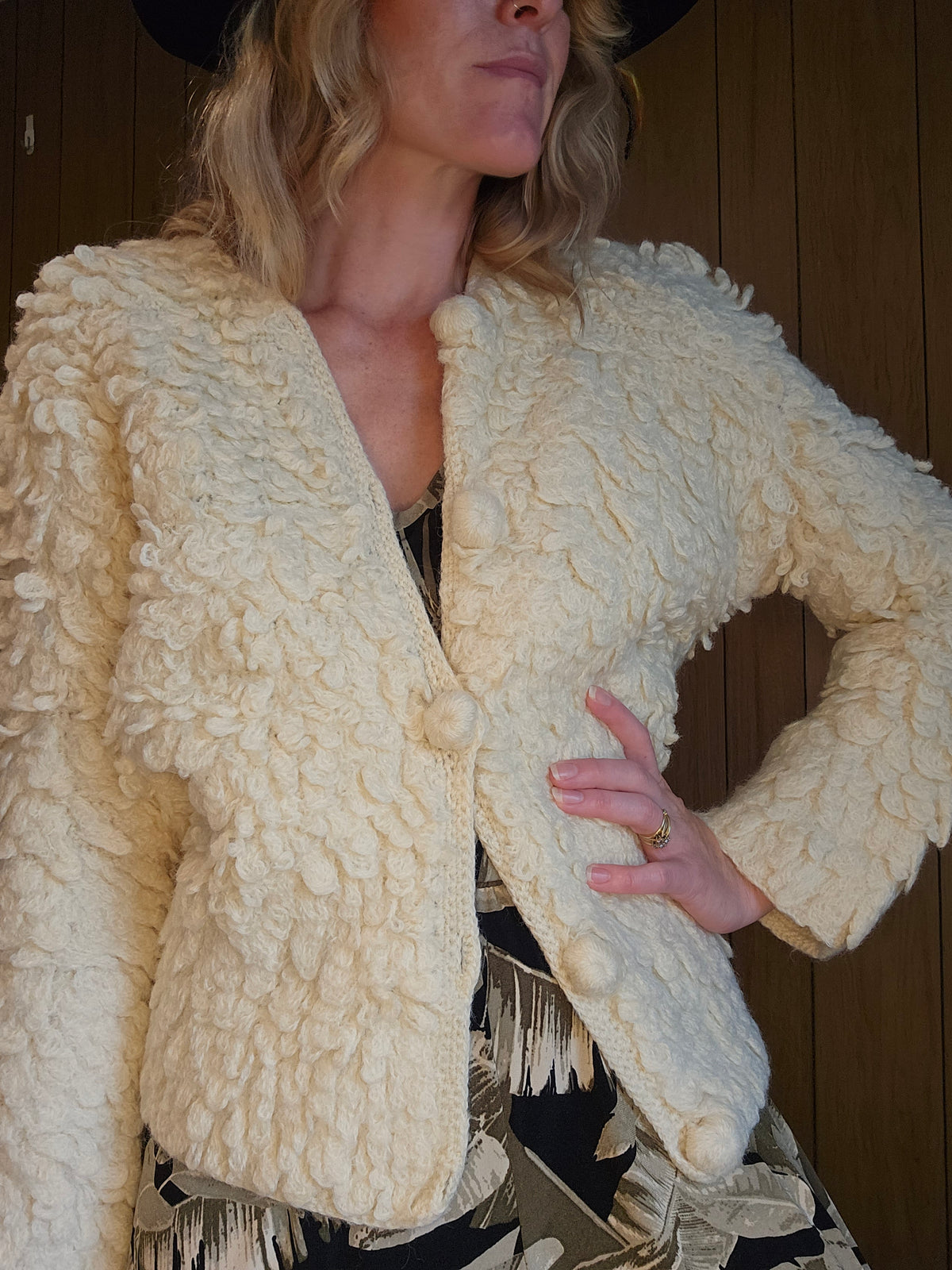 60s/70s Wool Knit Cardigan Sweater (L)
