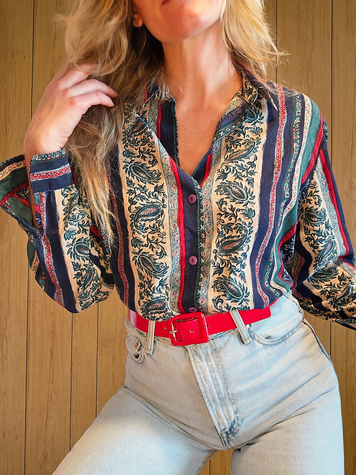 80s/90s TanJay Paisley Blouse (L)
