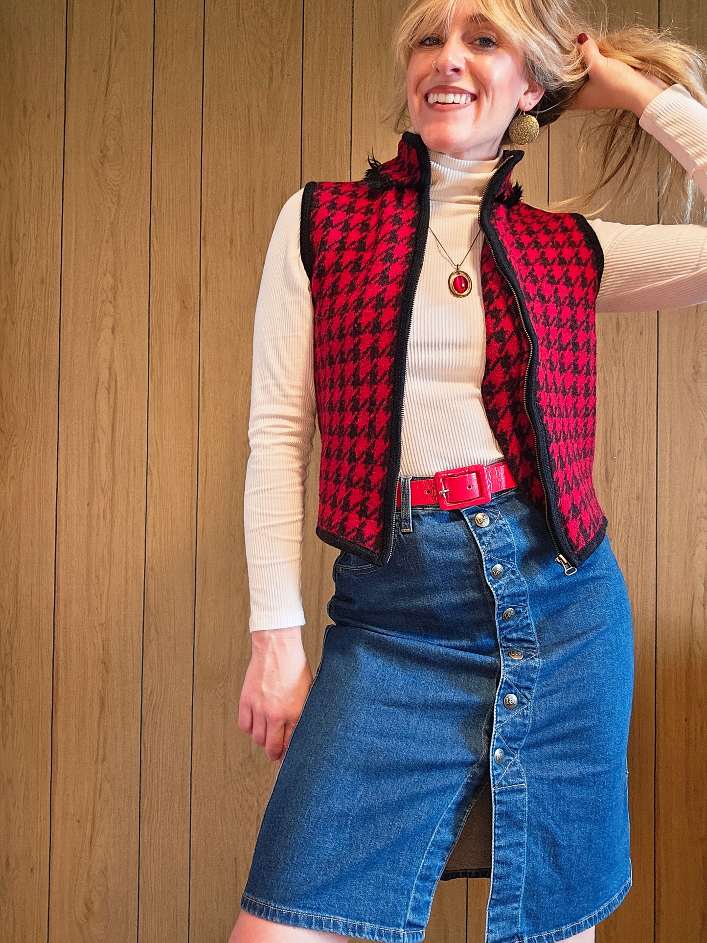 Vintage Houndstooth Vest (S)