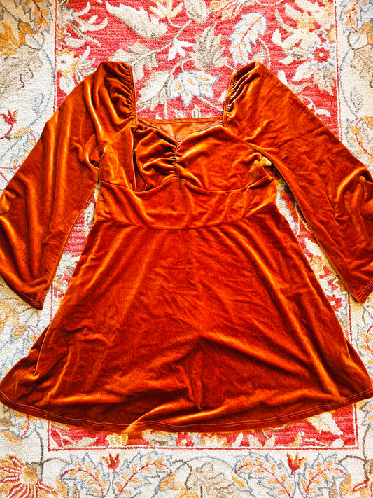 Y2K Velvety Rust Dress (XL)