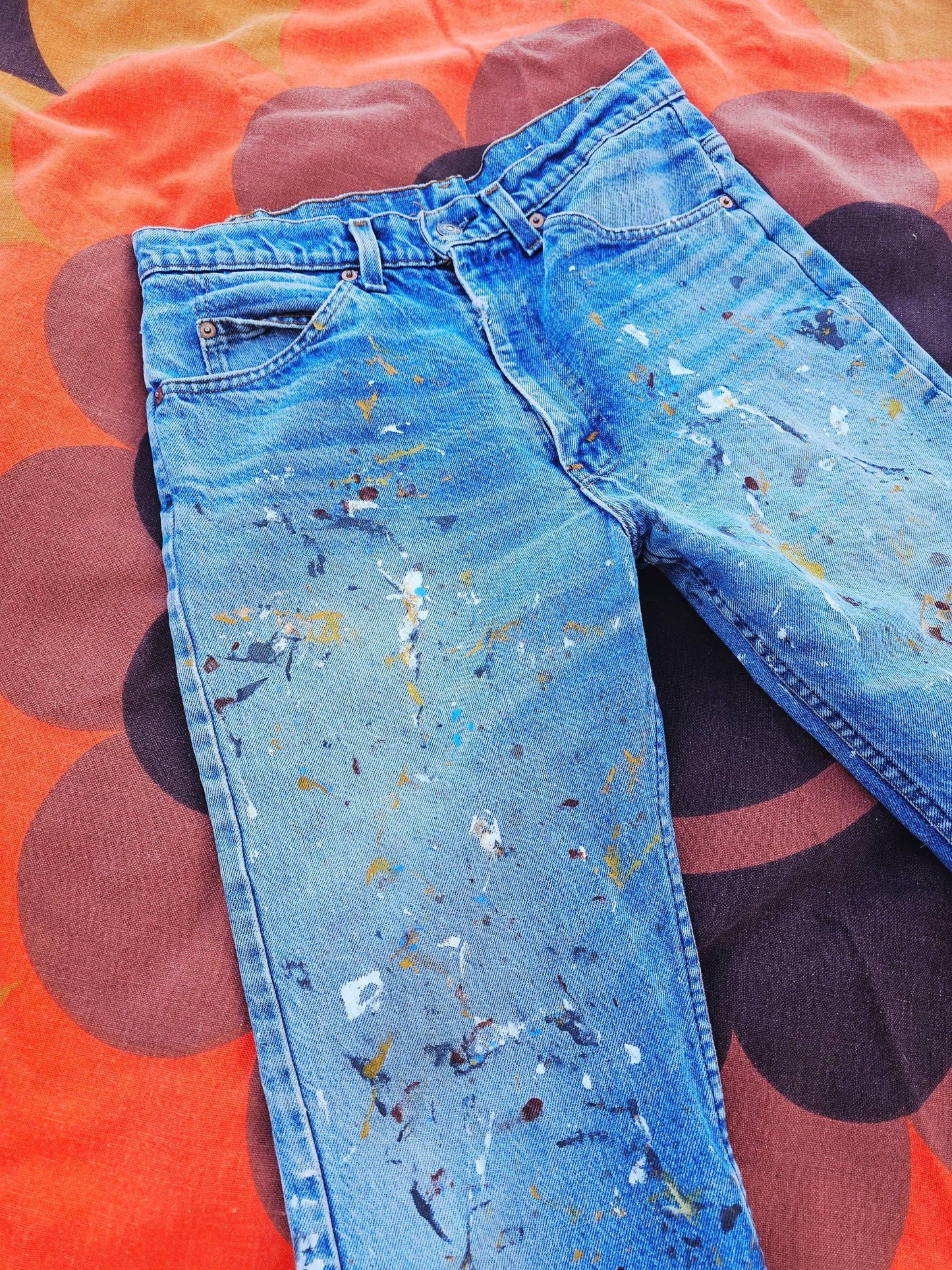 90s Levis Orange Tab Paint Spattered (S)